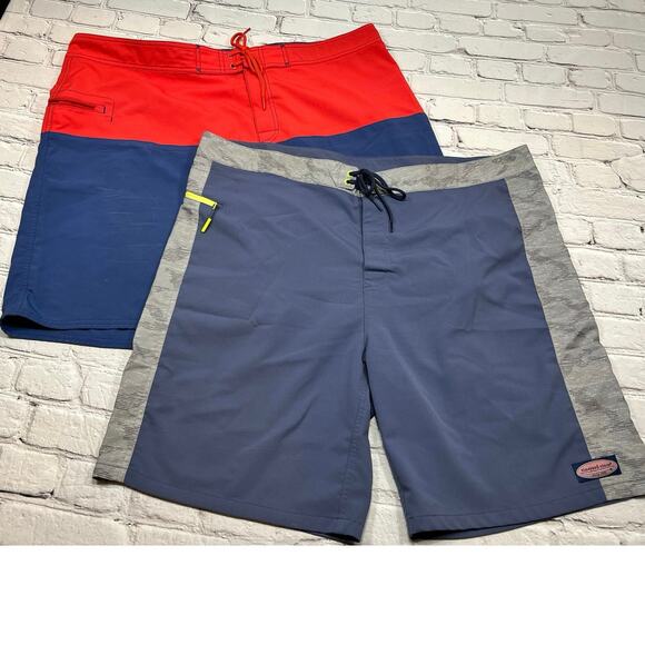TWO pairs Vineyard Vines Stretch Board Shorts Men’s 42 Waist Swim Trunks A629 - Picture 1 of 12